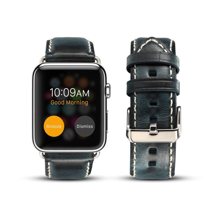 Denior Oil Wax Retro Watch Leather Watch Band for Apple Watch Series 10 42mm / 9&8&7 41mm / SE 3&SE 2&6&SE&5&4 40mm / 3&2&1 38mm
