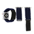 Magic Paste Genuine Leather Umbrella Rope Nylon Wrist Watch Band with and Stainless Steel Buckle for Apple Watch Series 10 42mm / 9&8&7 41mm / SE 3&SE 2&6&SE&5&4 40mm / 3&2&1 38mm