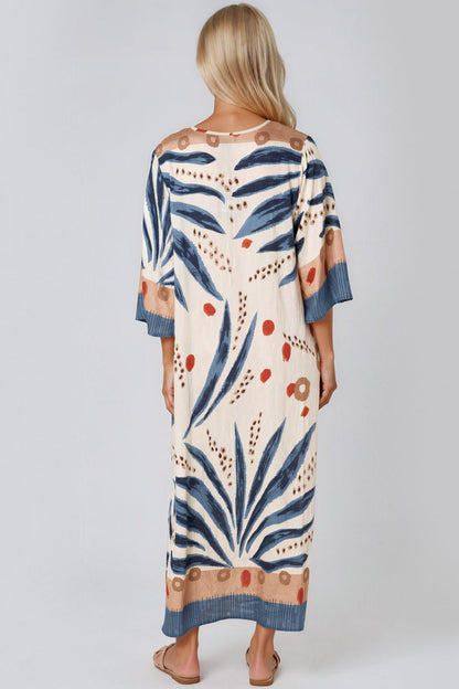 Blue Crochet Detail Beach Kaftan