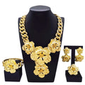 Necklace For Women Fashion New Cuban Chain Necklace Gold Flower Pendant Luxury