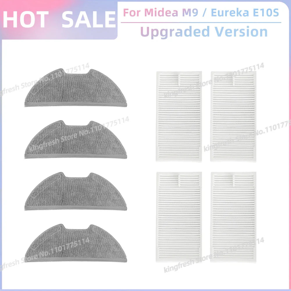 Fit For ( Midea M9, Eureka E10S, Eureka E20 Plus, Midea VCR S10 Plus, PObode A8 ) Parts Main Roller Side Brush Filter Mop Cloth
