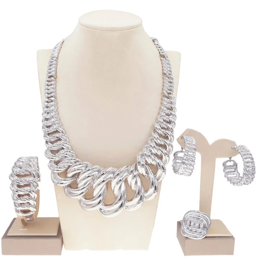 Fashion Woman Necklace Jewelry Set Electric Italy Gold Plated Pendant Wedding