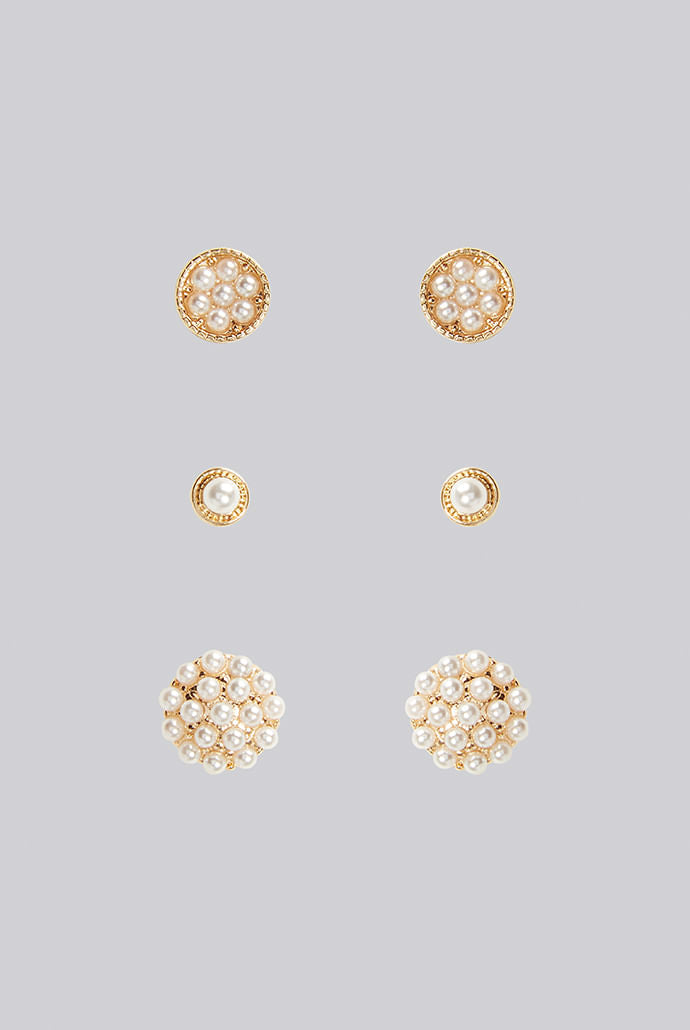 Louche Adriel 3 Pack Pearl Stud Earrings
