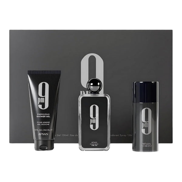 Afnan Perfumes 9PM Gift Set 100ml EDP + 150ml Shower Gel + 150ml Deodorant Spray