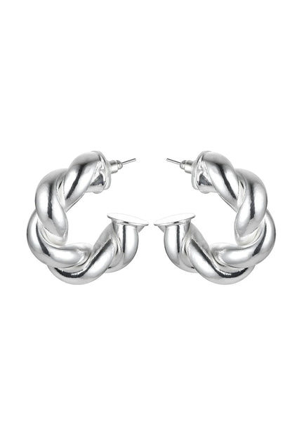 Silver Tone Twisted Earrings