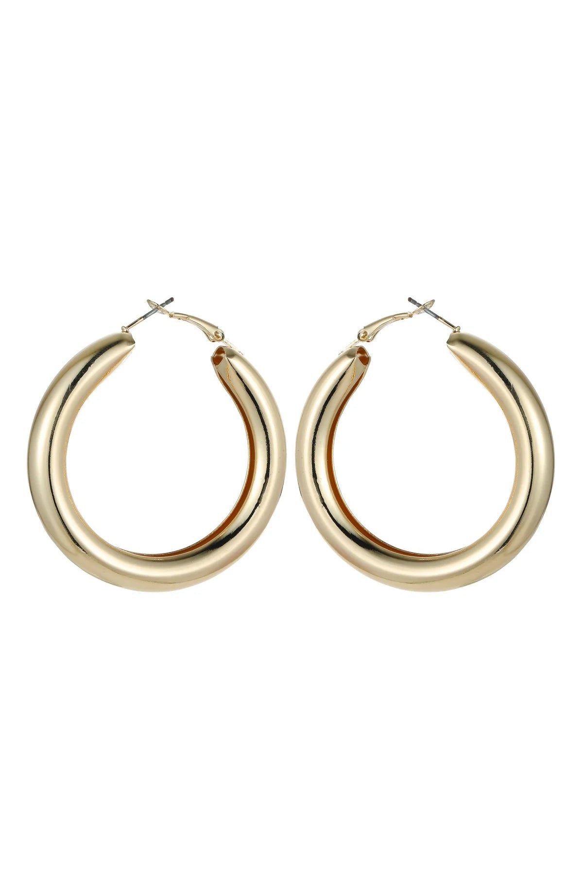 Gold Tone Chunky Hoop Earrings