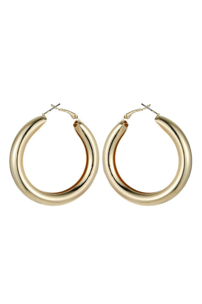 Gold Tone Chunky Hoop Earrings