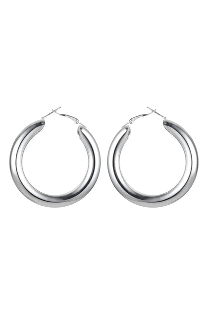 Silver Tone Chunky Hoop Earrings