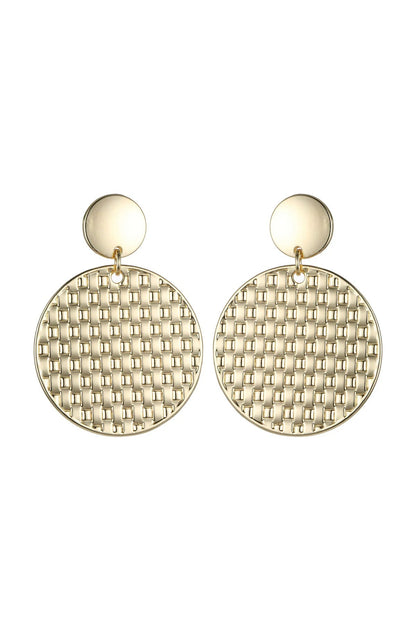 Gold Tone Mesh Textured Circle Earrings