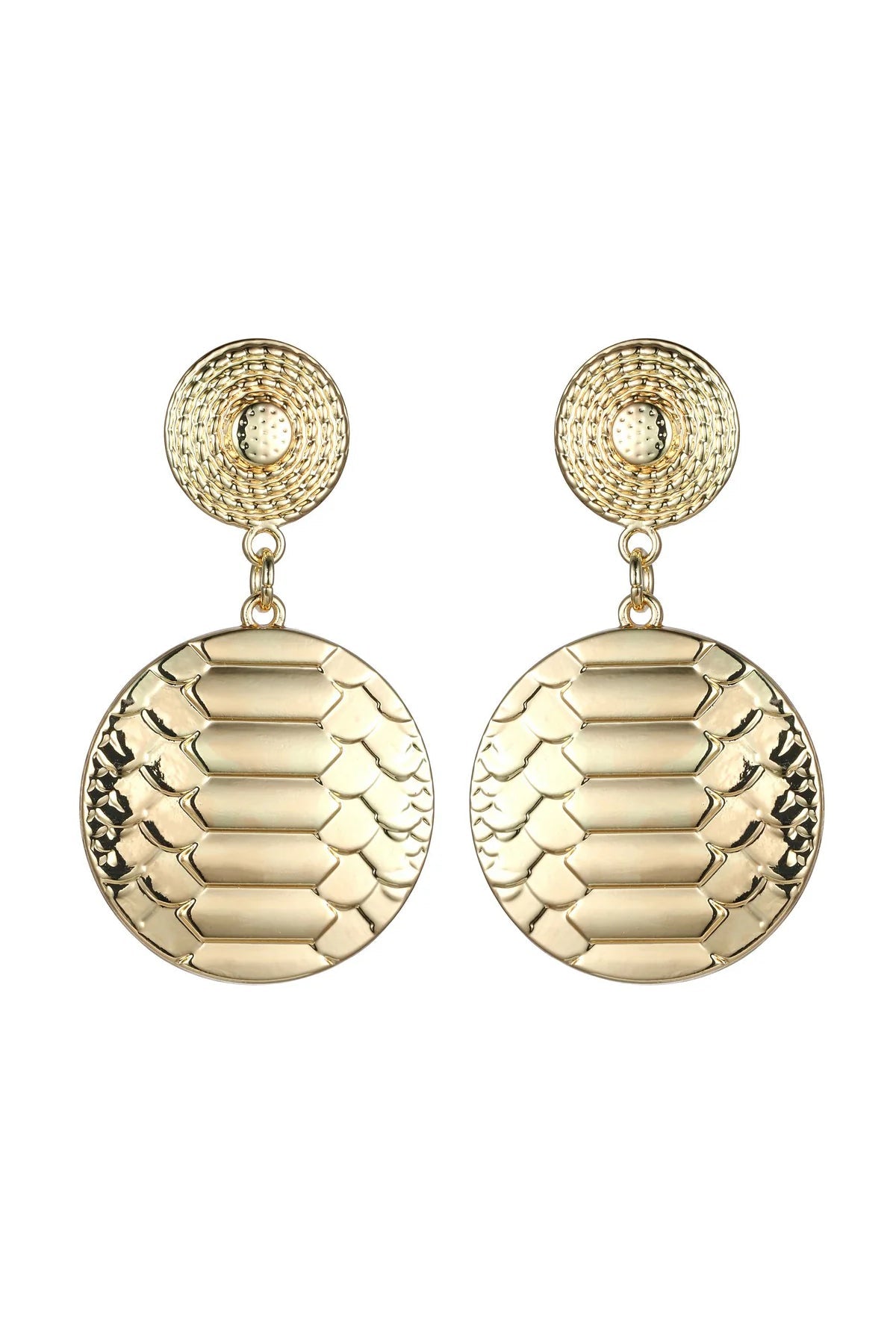 Gold Tone Snake Print Earrings