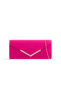 Fuchsia Suede Envelope Clutch Bag
