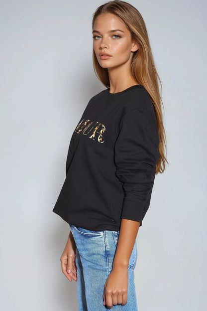 Black Amour Leopard Print Sweatshirt