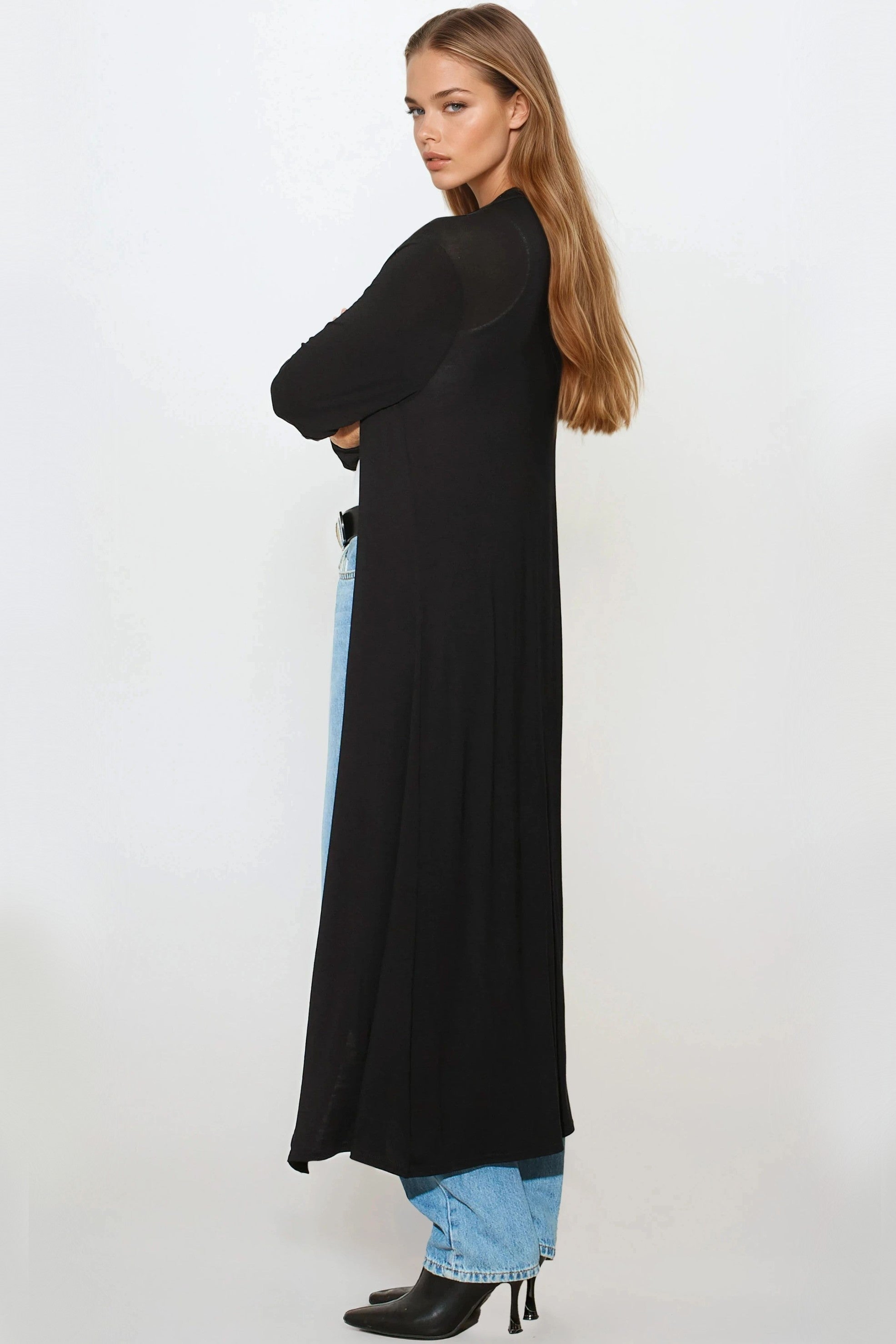 Black Jersey Longline Cardigan