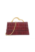 Cherry Red Croc Faux Leather Top Handle Bag