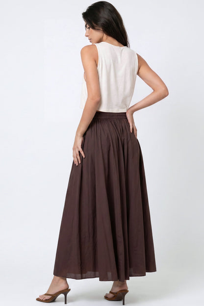 Brown Cotton Maxi Skirt