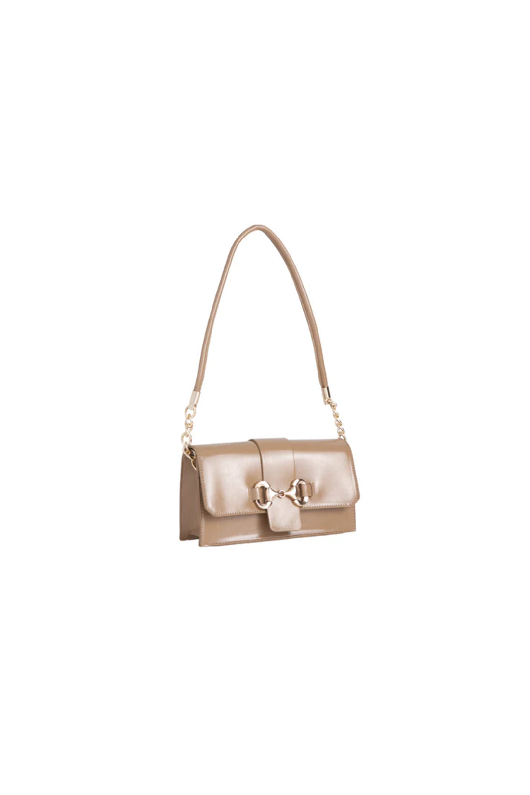 Beige Faux Leather Clutch Bag