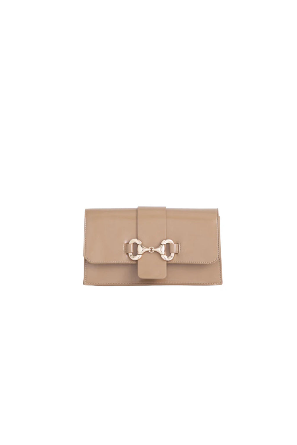 Beige Faux Leather Clutch Bag
