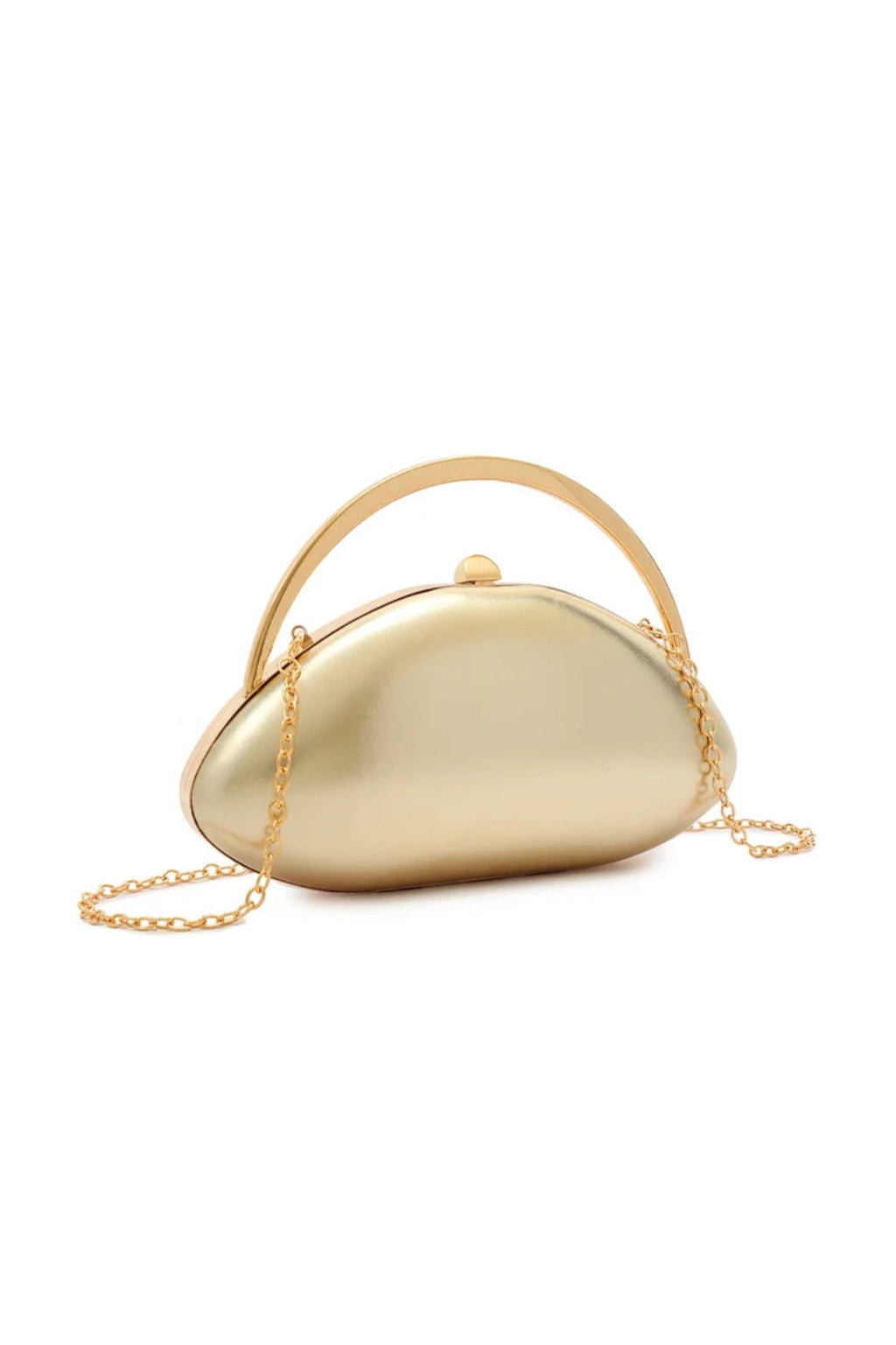 Gold Top Handle Clutch Bag