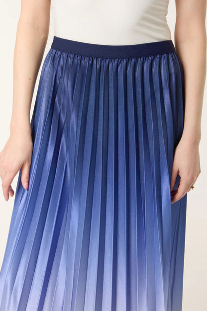 Blue Gradient Pleated Midi Skirt