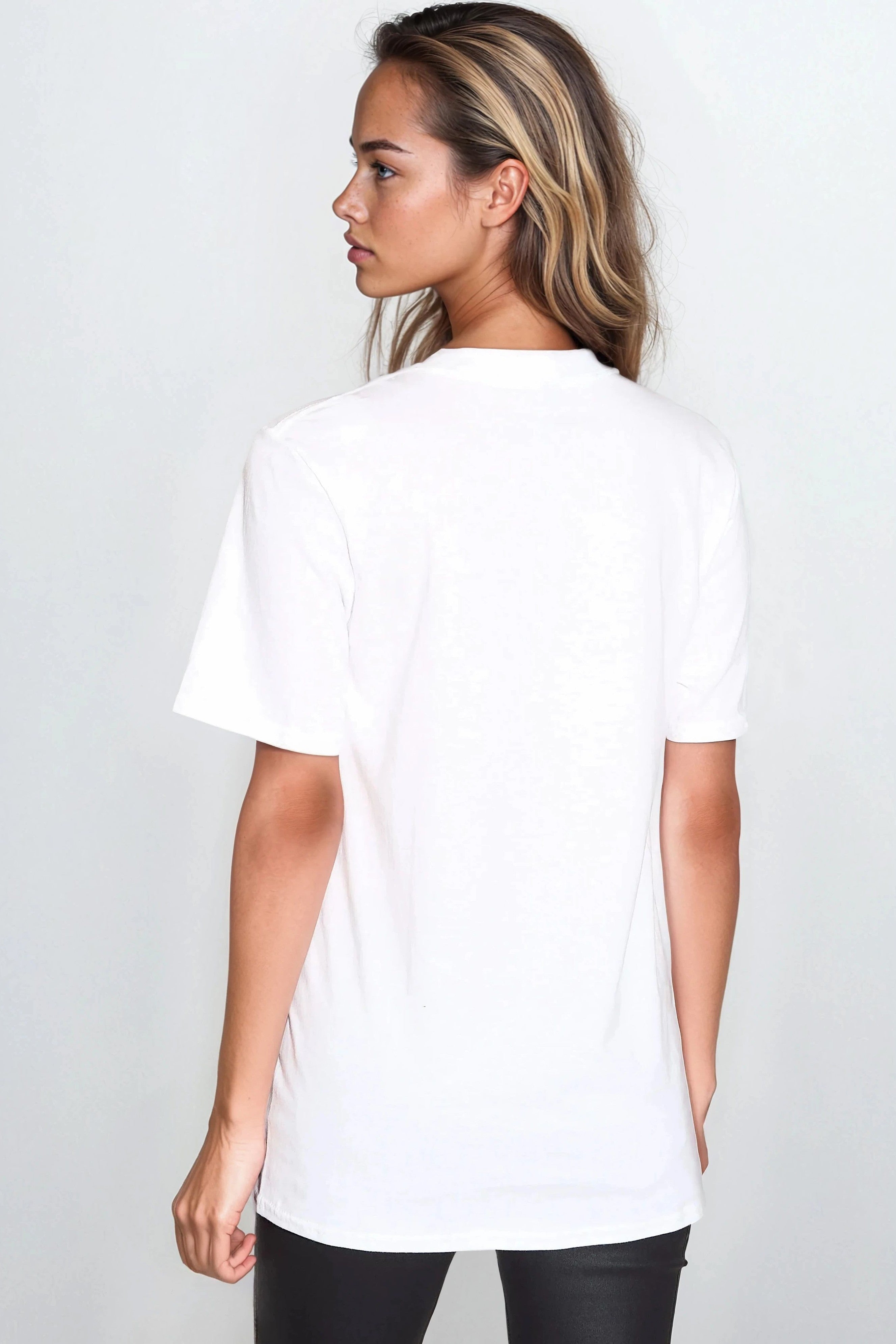White Hearts Printed Cotton T Shirt