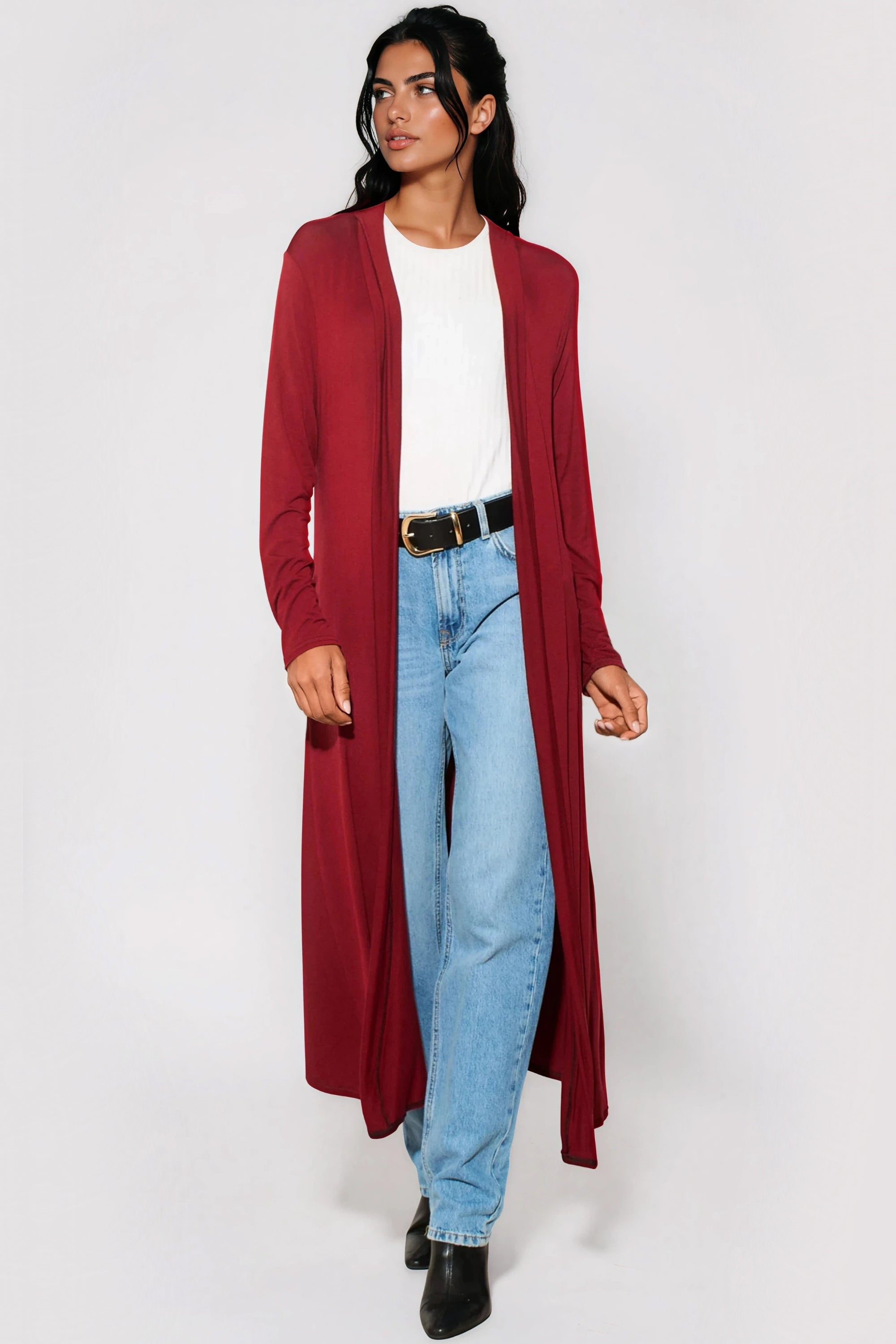 Wine Jersey Longline Cardigan