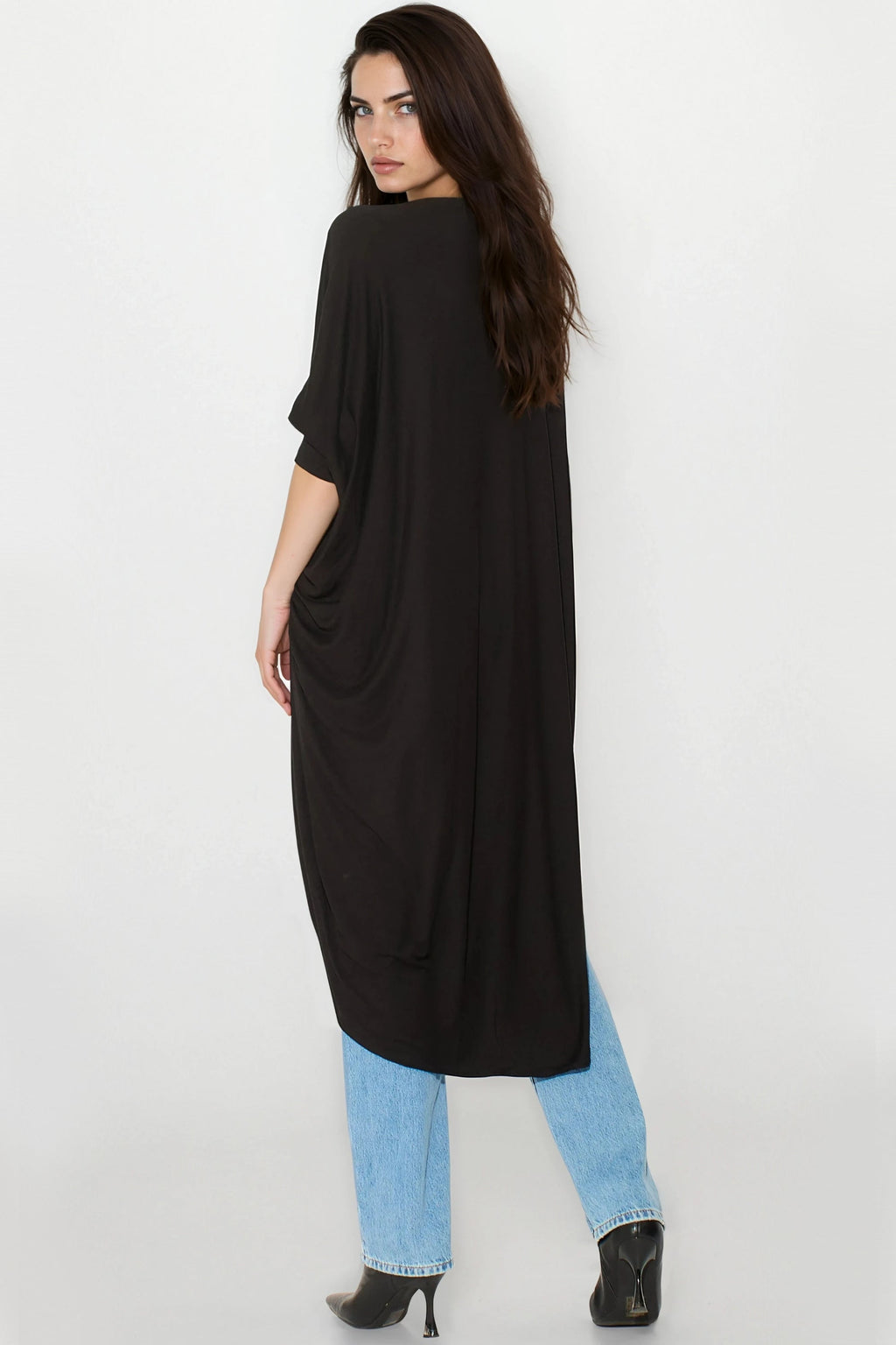 Black Batwing Sleeve Kimono Cardigan