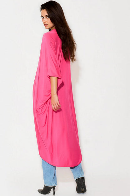 Fuchsia Batwing Sleeve Kimono Cardigan