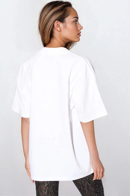 White Leopard Heart Oversized T-Shirt