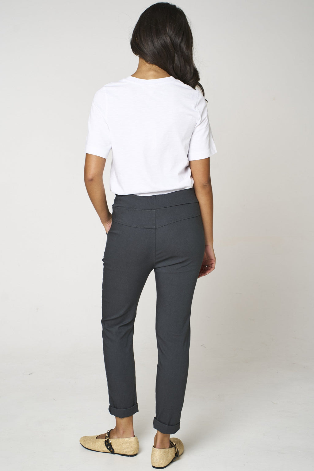 Charcoal Stretch Drawstring Trousers