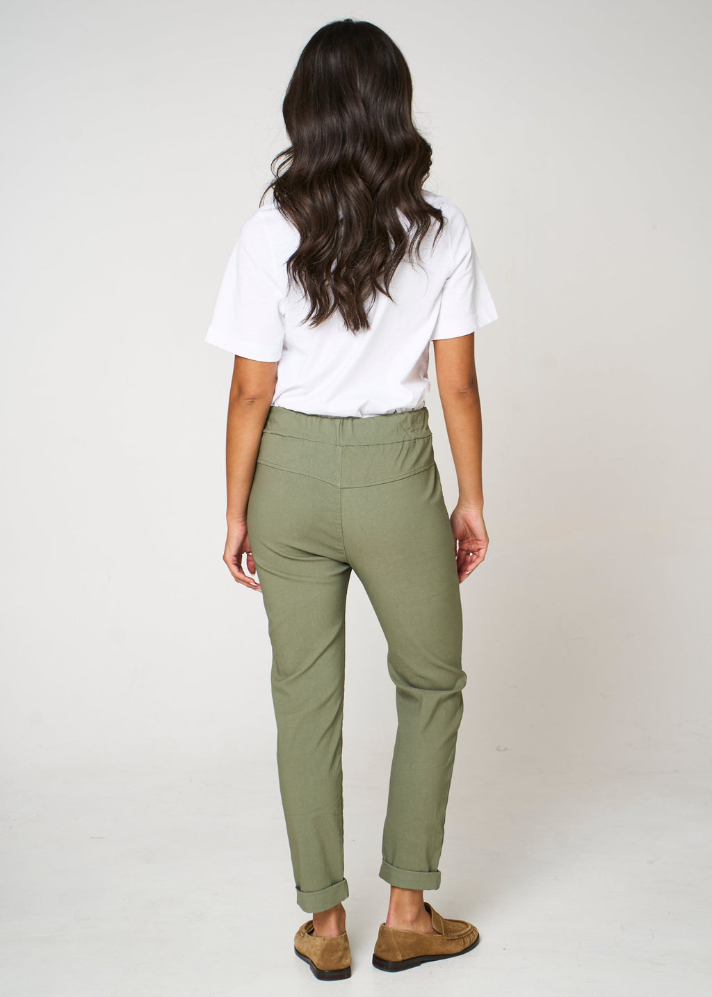 Khaki Stretch Drawstring Trousers