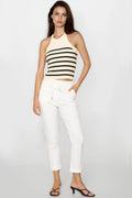 White Stretch Drawstring Trousers
