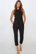 Black Stretch Drawstring Trousers
