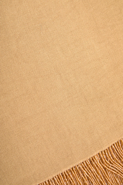 Beige Pashmina Shawl with Beaded Tassels