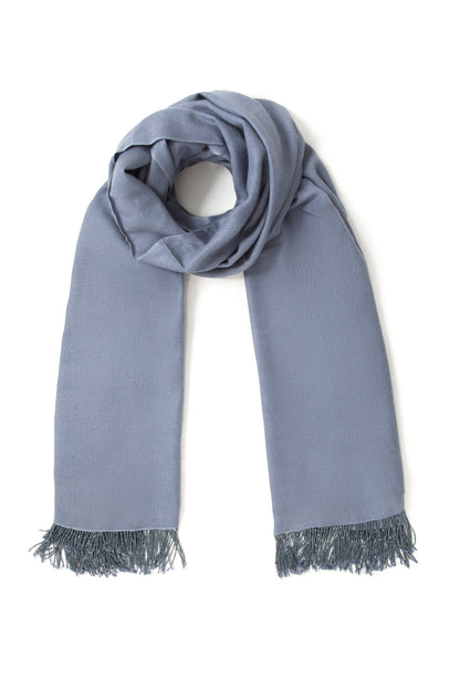 Grey Pashmina Shawl with Beaded Tassels