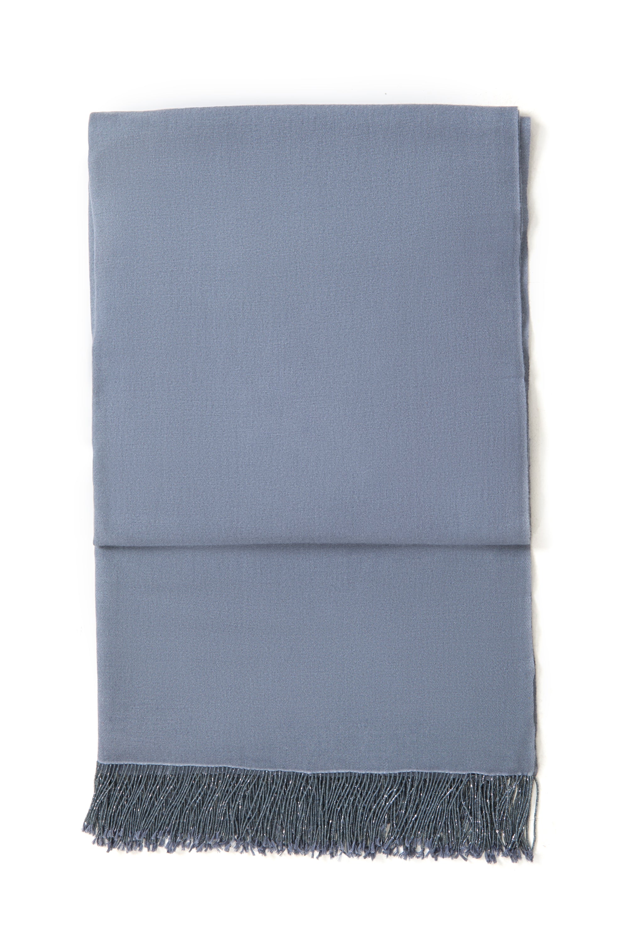 Grey Pashmina Shawl with Beaded Tassels