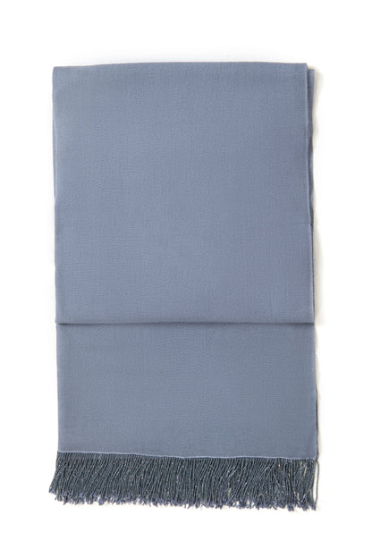 Grey Pashmina Shawl with Beaded Tassels