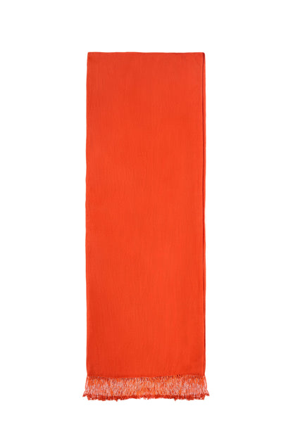 Orange Pashmina Shawl with Beaded Tassels