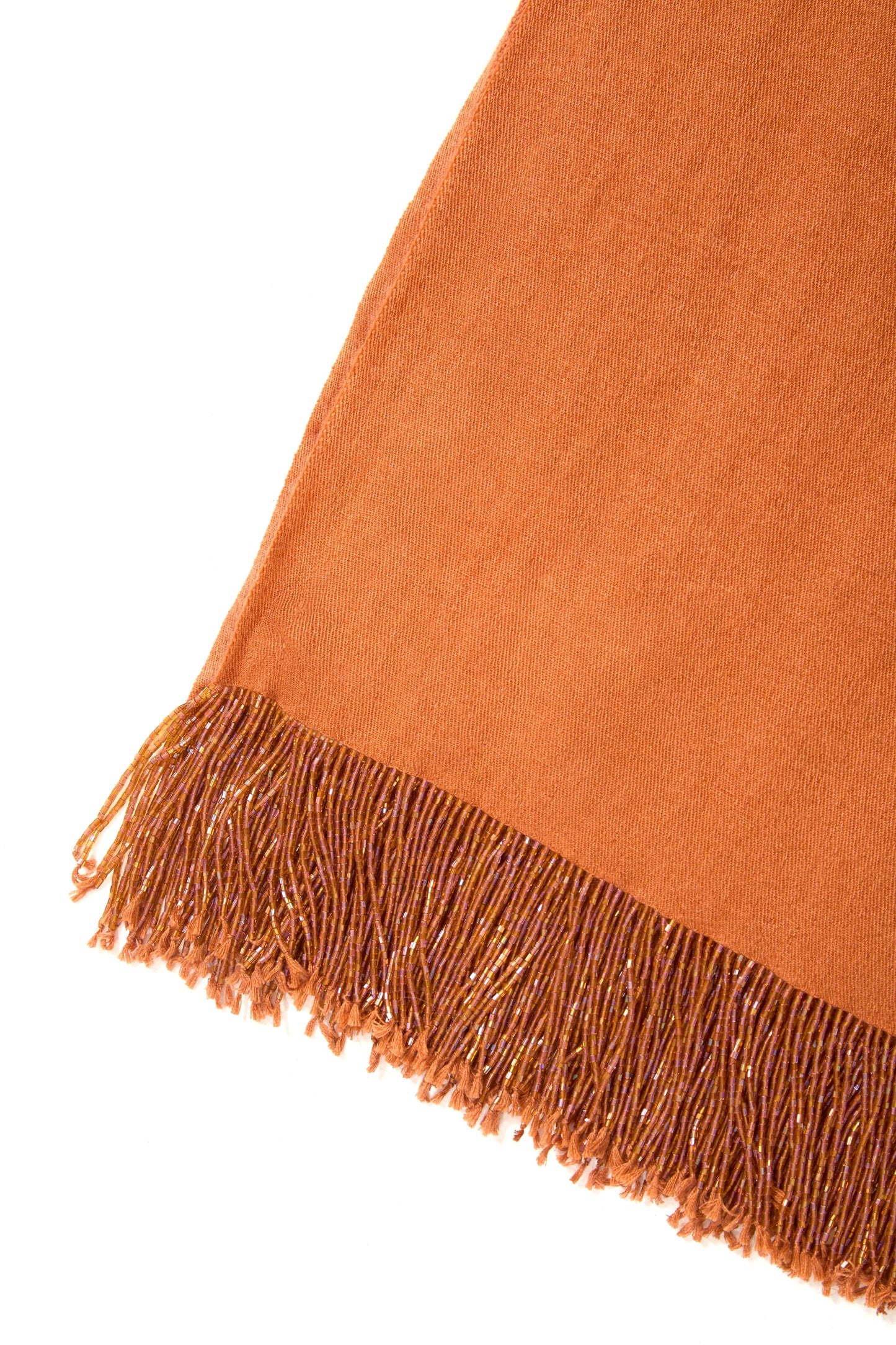 Rust Pashmina Shawl with Beaded Tassels