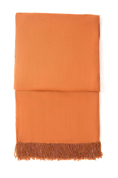 Rust Pashmina Shawl with Beaded Tassels