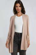 Beige Knit Cardigan with Pockets