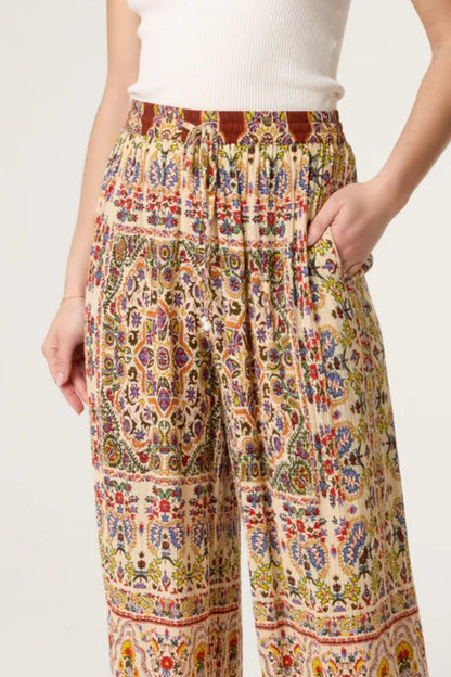 Paisley Print Wide Leg Trousers