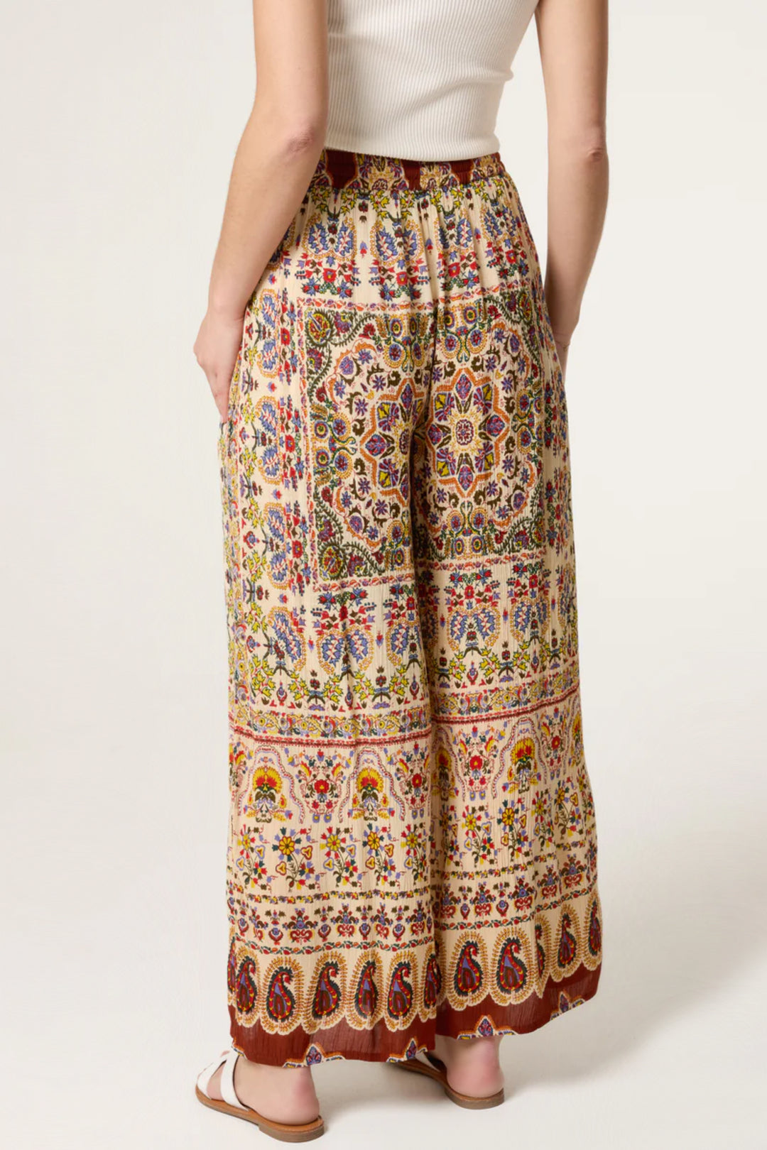 Paisley Print Wide Leg Trousers