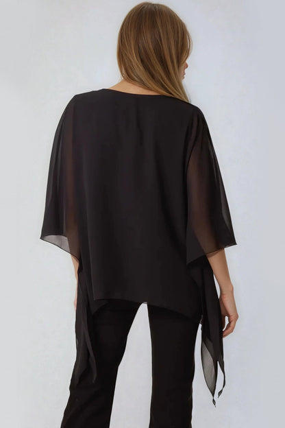 Black Embellished Mesh Top