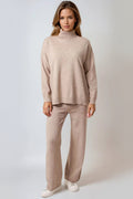 Mocha Knitted Roll Neck Jumper & Trouser Set