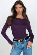 Purple Round Neck Long Sleeve Top