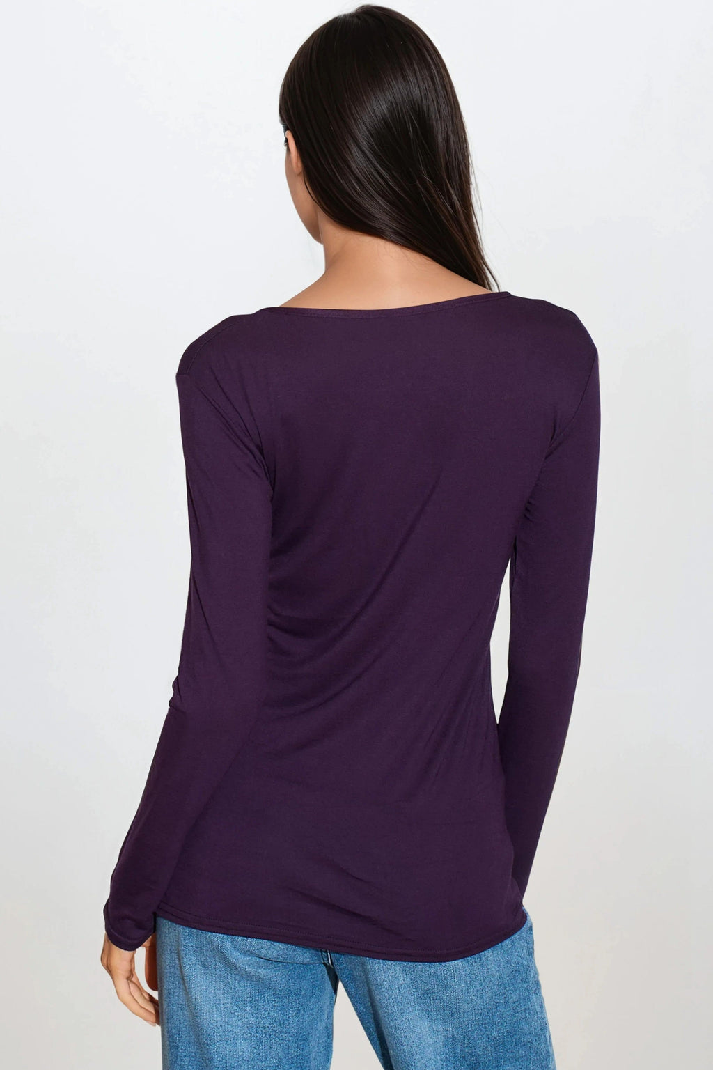 Purple Round Neck Long Sleeve Top