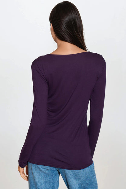 Purple Round Neck Long Sleeve Top