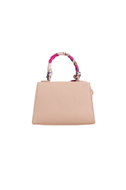 Nude Satin Top Handle Handbag