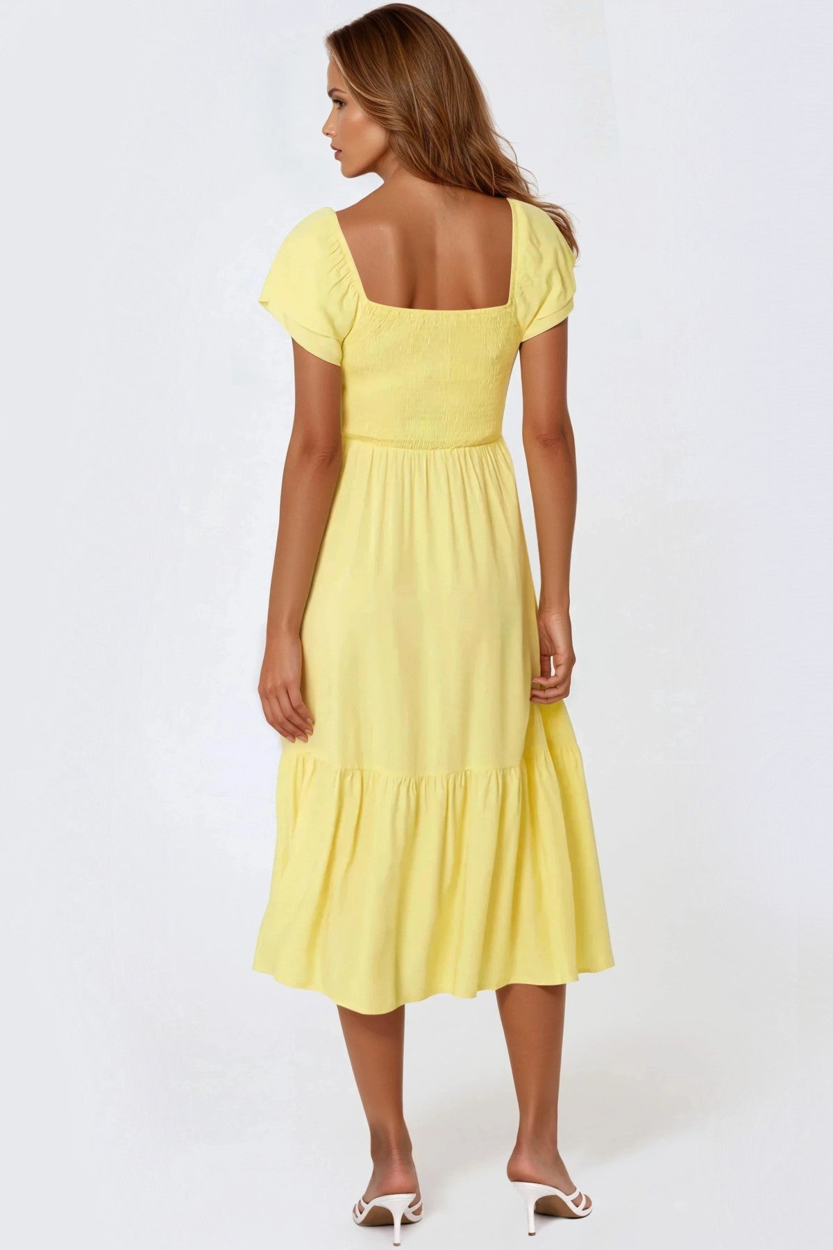 Yellow Smock Midi Dress