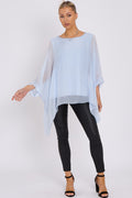 Light Blue Silk Batwing Sleeve Top – Batwing Sleeve Occasion Top